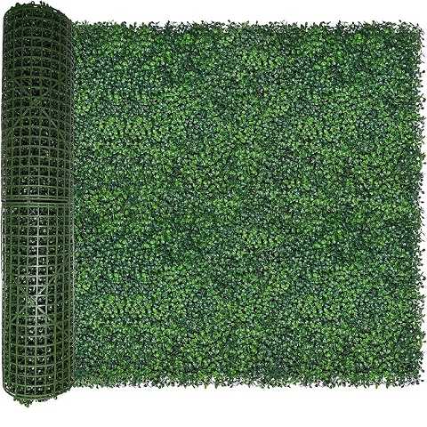 Amazon - Artificial Boxwood Roll: 40x120 in (33.5 sqft) UV-Anti Faux Ivy Boxwood Hedge Leaf Grass Wall for Patio Balcony Privacy, Garden, Backyard Greenery Wall Backdrop and Fence Decor