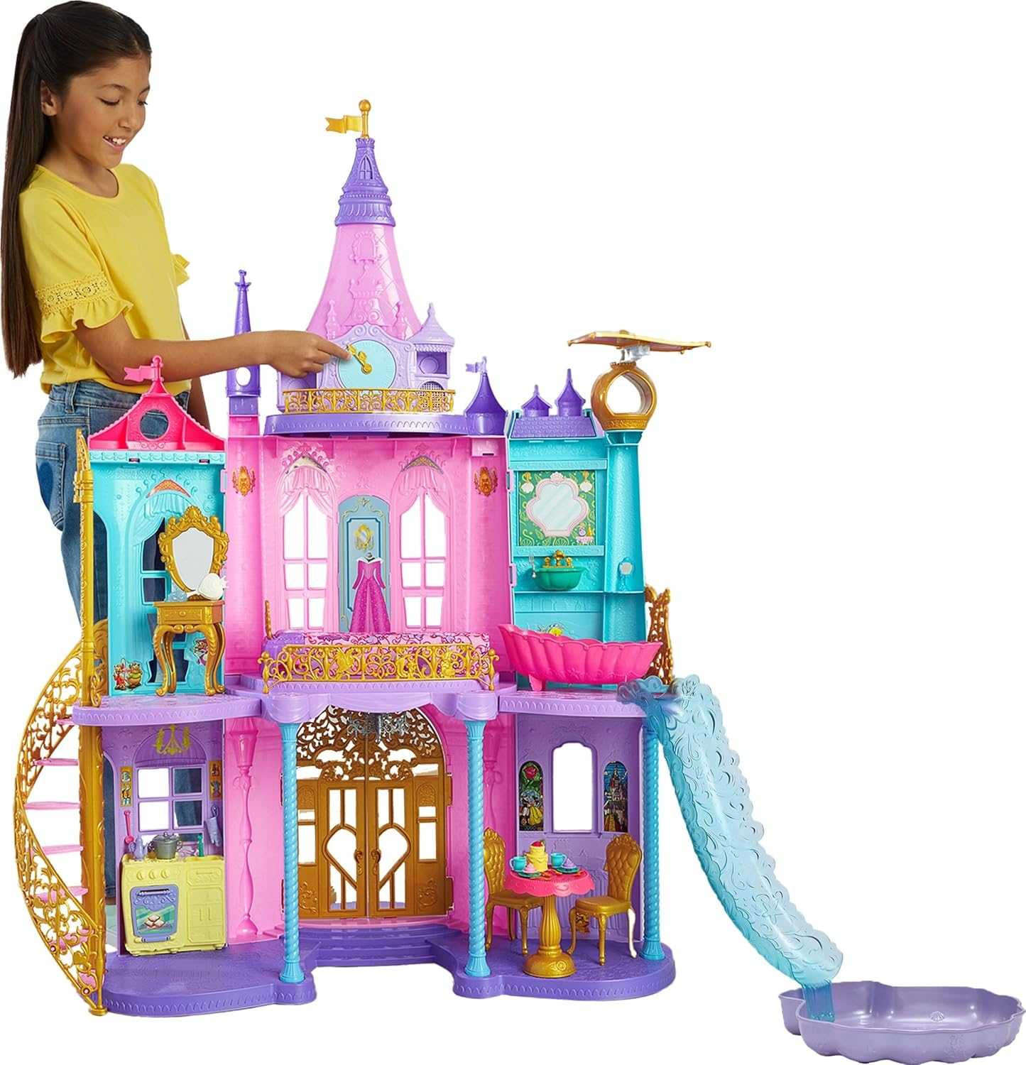 Amazon - Mattel Disney Princess Toys, Ultimate Castle 4 Ft Tall with Lights & Sounds, 3 Levels, 10 Play Areas and 25+ Furniture & Pieces, Inspired by Disney Movies