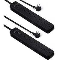 2pk Amazon Basics Rectangle 6-Outlet 600 Joule Power Strip 2ft