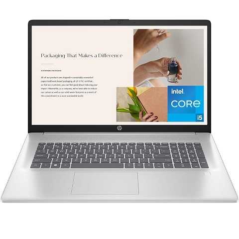Amazon - HP 17 inch Laptop, HD+ Display, 12th Generation Intel Core i5-1235U, 8 GB RAM, 512 GB SSD, Intel Iris Xe Graphics, Windows 11 Home, 17-cn2099nr (2023),Silver
