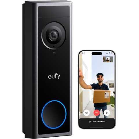 Amazon - eufy Security Video Doorbell Camera C31,2K FHD,Battery/Wired Powered,Head-to-Toe View,Live Video Call,Wireless Doorbell,24/7Recording,Human and Motion Detection,HomeBase S380 Compatible,No Monthly Fee