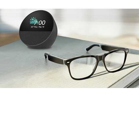 Amazon - Amazon Echo Frames (newest model) + Echo Spot (newest model), Smart Glasses with Alexa, Rectangle frames in Classic Black with prescription ready lenses