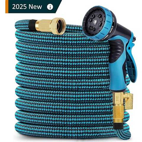 Amazon - 75 ft Expandable Garden Hose, 2025 New Ultra Lightweight & Flexible Water Hose with 10 Pattern Spray Nozzle, Leak-Proof Solid Brass Fittings, High-Density Outer Fabric & Durable Latex Core, No Kink
