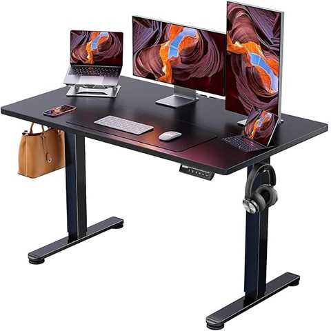 Amazon - ErGear Height Adjustable Electric Standing Desk, 47.2 x 23.6 Inches Sit Stand up Desk, Memory Computer Home Office Desk with Two-Piece Desktop (Black)