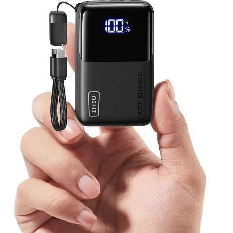 Amazon - INIU Pocket Size Portable Charger, Ultra Small 10000mAh 45W PD Power Bank, USB C in&Out Fast Charging Battery Pack, Travel Essentials Powerbank for iPhone 17 16 15 14 Pro Air, iPad, Samsung S24 etc