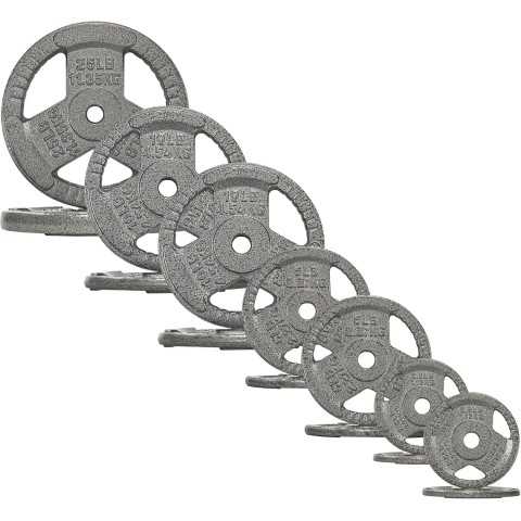 Amazon - Fitvids Standard Cast Iron 1-Inch Weight Plate Sets for Strength Training & Weightlifting, 35 LBS or 75 LBS or 120 LBS Sets