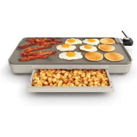 Amazon - bella 12'' x 22'' Electric Griddle with Warming Tray, EverGood™ Ceramic Nonstick Coating & Removable Temperature Probe, Dishwasher-Safe Drip Tray & Cool Touch Handles, 1500 Watt, Oatmilk