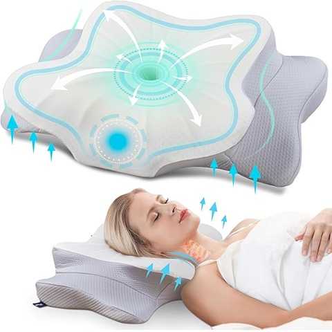 Amazon - DONAMA Cervical Pillow for Neck and Shoulder,Contour Memory Foam Pillow,Ergonomic Neck Support Pillow for Side Back Stomach Sleepers with Pillowcase-Standard Size