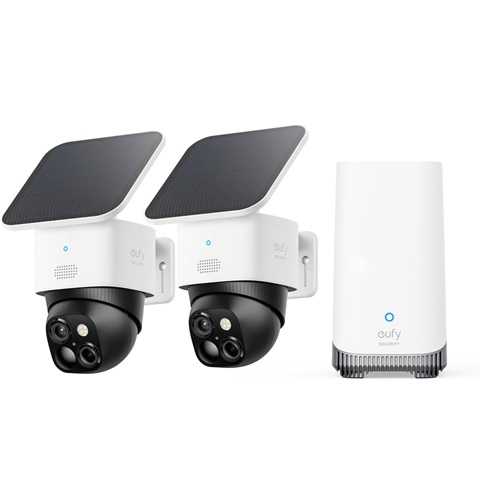 Amazon - eufy Security SoloCam S340 2-Cam Kit (HomeBase S380), Solar Security Camera, Wireless Outdoor Camera, 360° Pan and Tilt Surveillance, No Blind Spots, 2.4 GHz Wi-Fi, No Monthly Fee