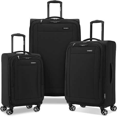 Amazon - Samsonite Saire LTE Softside Expandable Luggage with Spinner Wheels, Black, 3-Piece Set (Carry On/Medium/Large)