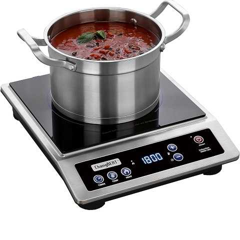 Amazon - ChangBERT Induction Cooktop, Commercial Grade Portable Cooker, Large 8'' Heating Coil, Premium Stainless Steel Countertop Burner with NSF Certified, 10 Hours Timer Powerful 1800W Professional Hot Plate