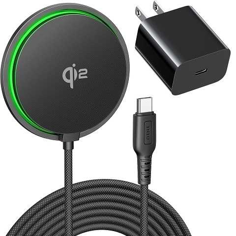 Amazon - INIU Magnetic Wireless Charger, Qi2 Certified 15W Fast Mag-Safe Wireless Charging Pad with Cooling Fan, Only for iPhone 17 16 15 14 13 12 Series, AirPods, and More (Adapter Included)