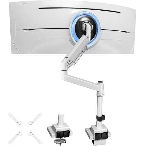 Amazon - 24-57 inch Heavy Duty Monitor Arm, up to 59.4 lbs, Single Desk Mount for Ultrawide TV and Screen, Premium Aluminum Single Monitor Stand, VESA 75x75-200x200 mm, White