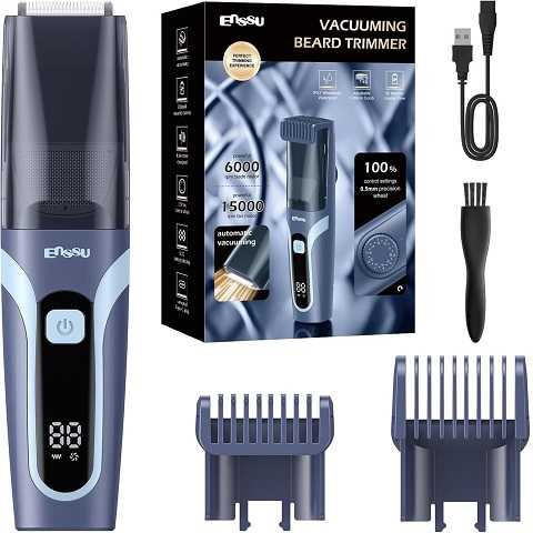 Amazon - Beard Trimmer for Men - Vacuum Mustache Trimmer with Adjustable 20 Length Setting for Less Mess,IPX7 Waterproof Rechargeable Electric Mens Beard Trimmer for Precision Facial Hair, Sideburns