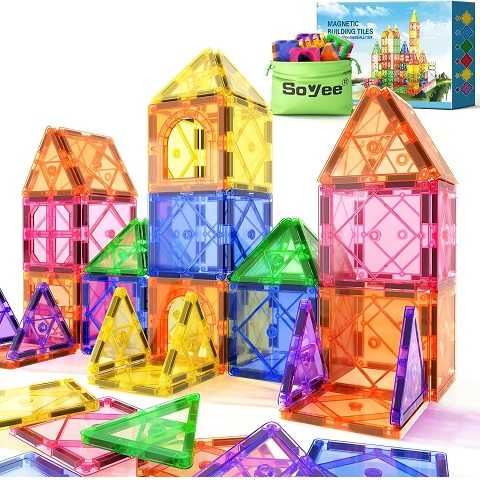 Amazon - Soyee Magnetic Tiles Toddler Toys Magnetic Building Blocks for Kids Ages 3-12 STEM Educational Toys for Girls & Boys Sensory Play for Preschool Learning Birthday Toddler Xmas Gifts