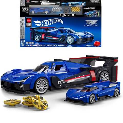Amazon - Mattel Brick Shop Hot Wheels Speed Series Building Set, Cadillac Project GTP Hypercar with 236 Pieces, Realistic Details and Custom Decals, Adult Collectors and Kids Ages 10+