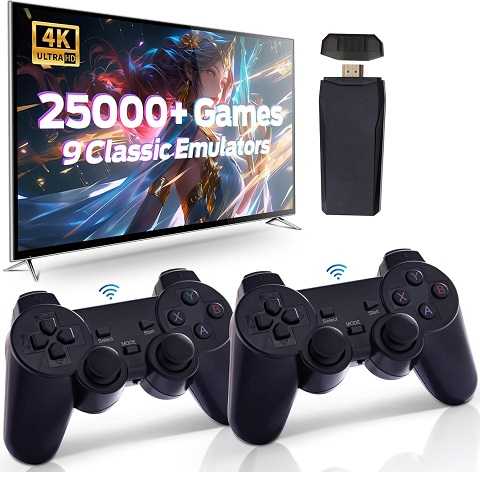 Amazon - Retro Game Console, Wireless Retro Console, Plug & Play Video TV with 25000+ Built-in, 4K HDMI Output, and 2.4GHz Wireless Controller, 9 Classic Emulators