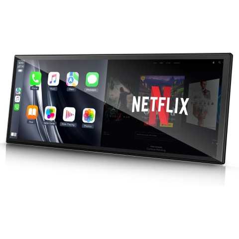 Amazon - LAMTTO Upgraded 10.25'' Wireless Carplay Screen with Netflix YouTube Apps and Backup Camera Built-in Entertainment Video Box Navigation Voice Assistant for iOS 10+ Android 11+