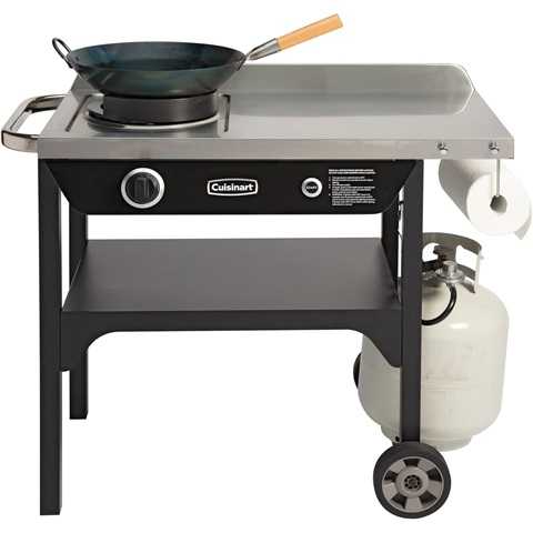 Amazon - Cuisinart Outdoor Wok Station, 50,000 BTU Propane Outdoor Wok Burner with Prep Table, 14'' Carbon Steel Fry Pan, Stainless Steel Side Table, Storage, Outdoor Cooking Station for Stir Fry, Searing, BBQ
