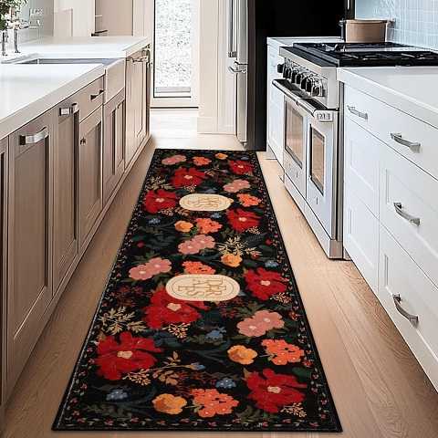 Amazon - ROTTOGOON Hallway Runner Rug 2'x6' Washable Soft Floral Rug with Rubber Backing Stain Resistant Non-Slip Bohemian Runner Rugs for Hallway Entryway Laundry Room Kitchen Bathroom