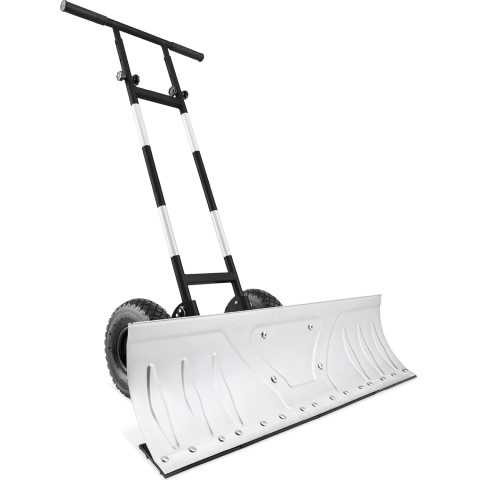 Amazon - Best Choice Products 36in Galvanized Blade Heavy-Duty 2-Wheel Snow Pusher Hand Plow for Snow Removal w/Wheels, Adjustable Handle, Blade Angle - Silver