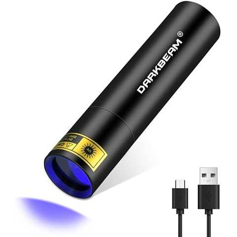 Amazon - DARKBEAM UV Flashlight 365nm Black Light, Mini & Powerful Woods Lamp USB -C LED Rechargeable, Blacklight Flashlights Portable Pet Cat Urine Detector - Rock, Fluorescent Detection, Resin Curing