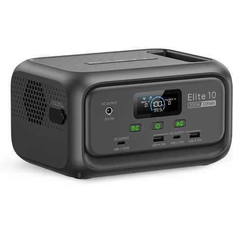 Amazon - BLUETTI Elite 10 Mini Portable Power Station, 128Wh LiFePO4 Battery with 200W AC Outlet, Flight-Approved Power Bank for Travel, Fast Recharge Solar Generator for Camping & Outage Emergency Backup