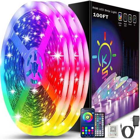 Amazon - Keepsmile 100ft Led Strip Lights (2 Rolls of 50ft) Bluetooth Smart App Control Music Sync Color Changing RGB Led Light Strip with Remote,Led Lights for Bedroom Room Home Decor Party Festival