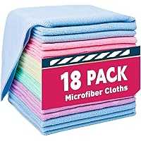 18 Pack TEAWOO Microfiber Cleaning Cloths 12x12 inches