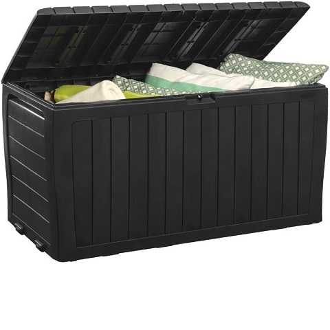 Amazon - Keter Marvel Plus 71 Gallon Resin Deck Box-Organization and Storage for Patio Furniture Outdoor Cushions, Throw Pillows, Garden Tools and Pool Toys, Dark Grey