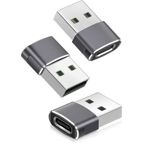 Amazon - Basesailor USB to USB C Adapter for iPhone 17 Pro Max,16 15 Charger Adapter,USBC Female to USB A Male,Type C Converter for Apple Watch iWatch S11 S10 SE,AirPods Pro 3,iPad mini Air,Samsung S25,3 Pack