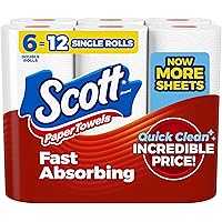 Scott High Absorbent Paper Towels, Choose-A-Sheet, 6 Double Rolls