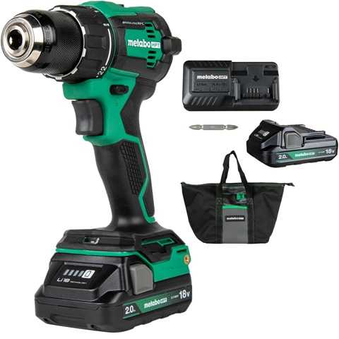Amazon - Metabo HPT 18V MultiVolt 1/2'' Cordless Brushless Driver Drill Kit, High Power Drill Set with Bag, 2 Lithium-Ion Metabo Batteries and Charger, Compact Lightweight Power Driver, DS18DEX