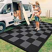 GlowSol Large Checkered Outdoor Rug 9x12 UV-Resistant
