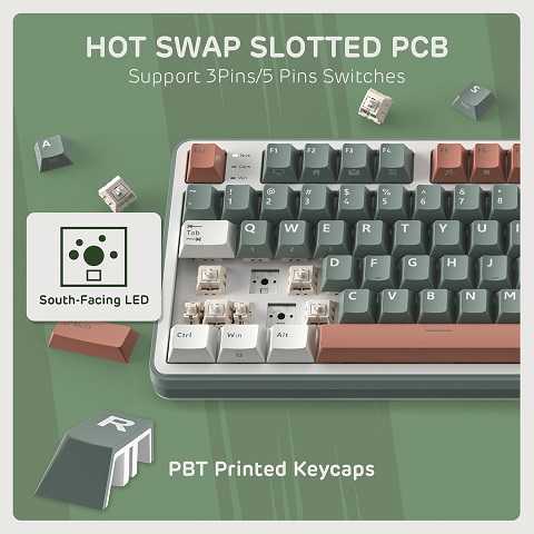 Amazon - RK ROYAL KLUDGE S98 Mechanical Keyboard w/Smart Display & Knob, Top Mount 96% Wireless Mechanical Keyboard BT/2.4G/USB-C, Hot Swappable, Software Support, Creamy Sounding, 98 Keys