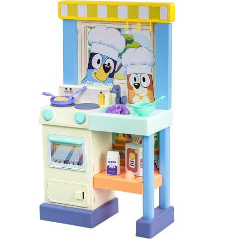 Amazon - Bluey Kitchen Play Set for Kids Ages 4-8, 3ft Tall Pretend Kitchen Playset Stove, Sink, Oven & 20+ Accessories Chef Hat, Kid Play Kitchen