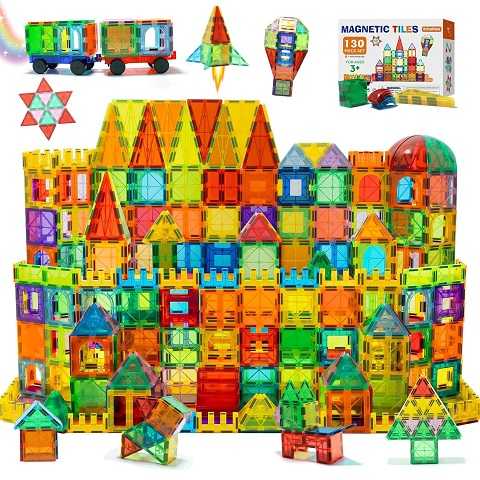 Amazon - EchoPlan Magnetic Blocks, 100PCS Magnetic Building Blocks to Build a 3D World, STEM Sensory Construction Stacking Magnet Blocks Toy for Kids Ages 3+, Boys and Girls Christmas Birthday Gifts
