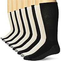 10-Pack Hanes Mens Max Cushioned Crew Socks, Moisture-Wicking