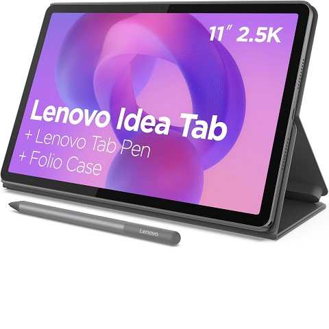 Amazon - Lenovo Idea Tab - College Tablet - 11'' 2.5K IPS Touchscreen Display - 90Hz - MediaTek Dimensity 6300-8 GB Memory - 256 GB Storage - Integrated Arm Mali-G57 MC2 Tab Pen and Folio Case