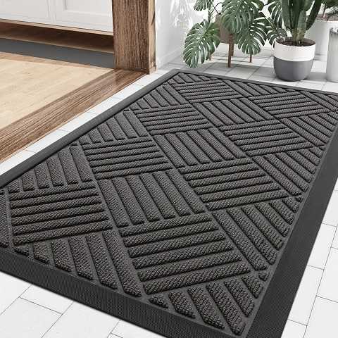 Amazon - Smiry Front Door Mat Outside Entrance, Heavy Duty Outdoor Indoor Natural Rubber Doormat, Non Slip, Trap Dirt and Moisture, Easy Clean, Low Profile Patio Porch Entryway Mat, 29.5x17, Grey