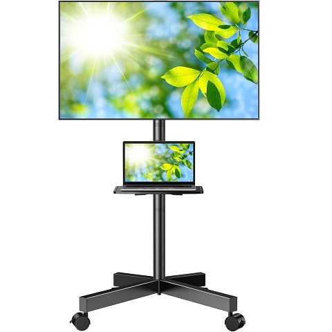 Amazon - PERLESMITH Mobile TV Stand for 23-60 Inch LCD LED Flat/Curved Screen TVs, Tilt TV Cart Holds up to 88Lbs, Portable TV Stand with Laptop Shelf, Rolling TV Floor Stand Max VESA 400x400mm (PSTVMC06)
