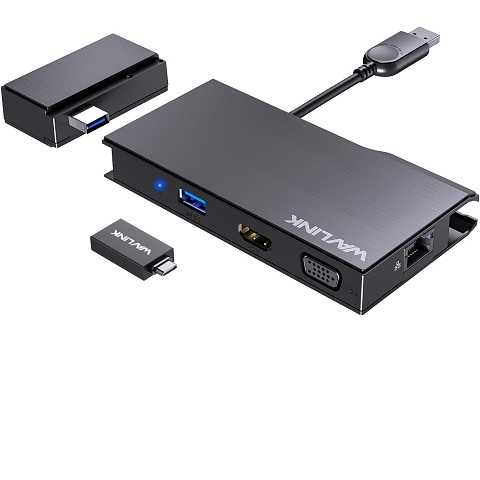 Amazon - WAVLINK USB C Docking Station Dual Monitor, 2K HDMI, 1080P VGA, 5 Gbps USB 3.0, SD/TF Card Reader, 1Gbps Ethernet Port for Laptop Windows MacOS