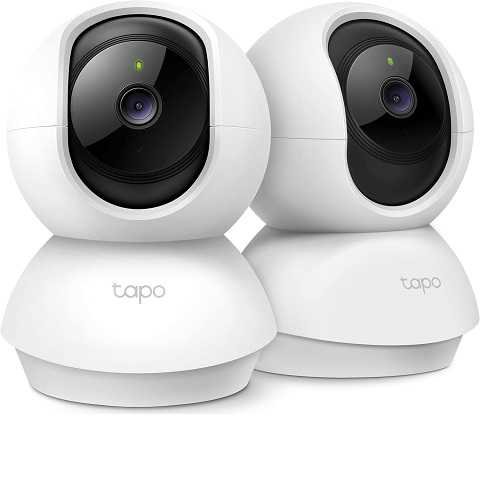 Amazon - Tapo 2K Pan/Tilt Security Camera for Baby Monitor, Dog Camera w/Motion Detection, 2-Way Audio Siren, Night Vision, Cloud&SD Card Storage, Works w/Alexa & Google Assistant, 2-Pack (Tapo C210P2)