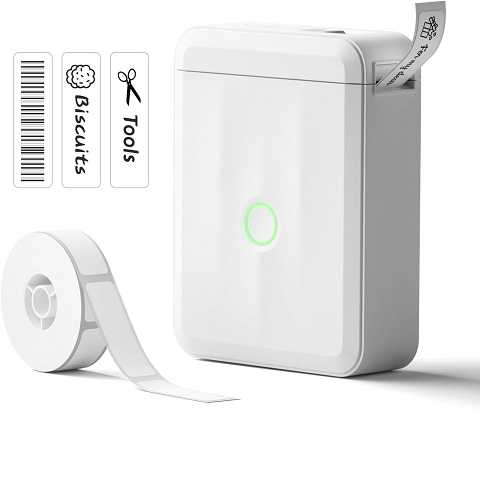 Amazon - NIIMBOT Label Maker Machine Bluetooth Label Printer for School Home Office Organization, Wireless Mini Labeler D110 Upgraded Version, Label Machine with Label, White