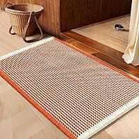 IM HOME Waffle Bath Mat Orange & Cream 36x24-inch