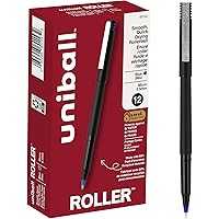 12-Pack Uniball Roller Ball Stick Pens, 0.5 mm Micro Tip, Blue
