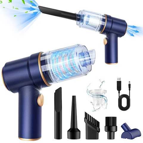 Amazon - KMM Handheld Car Vacuum Cleaner, 9000Pa Vacuum Cleaner and Air Duster, 120W High Power Hand Held Vacuum with LED Light and Multi-Nozzles for Car, Home, Office, Pet