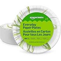 100Ct Amazon Basics Everyday Paper Plates 8.62-In Disposable