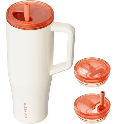 Amazon - KISSKIND 40 oz Lumispin Tumbler with Handle and Hidden Straw, 100% Leak Proof Water Cup with Handle, Insulated Water Bottle for Travel, Mom, Nurse, Teacher, Student, Velvety Cream