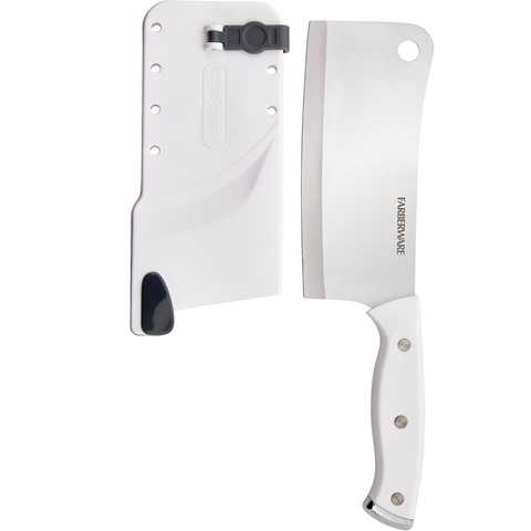 Amazon - Farberware Edgekeeper Triple Riveted Cleaver Knife with Self-Sharpening Blade Cover, High Carbon-Stainless Steel Kitchen Knife with Ergonomic Handle, Razor-Sharp Knife, 6 Inch, White